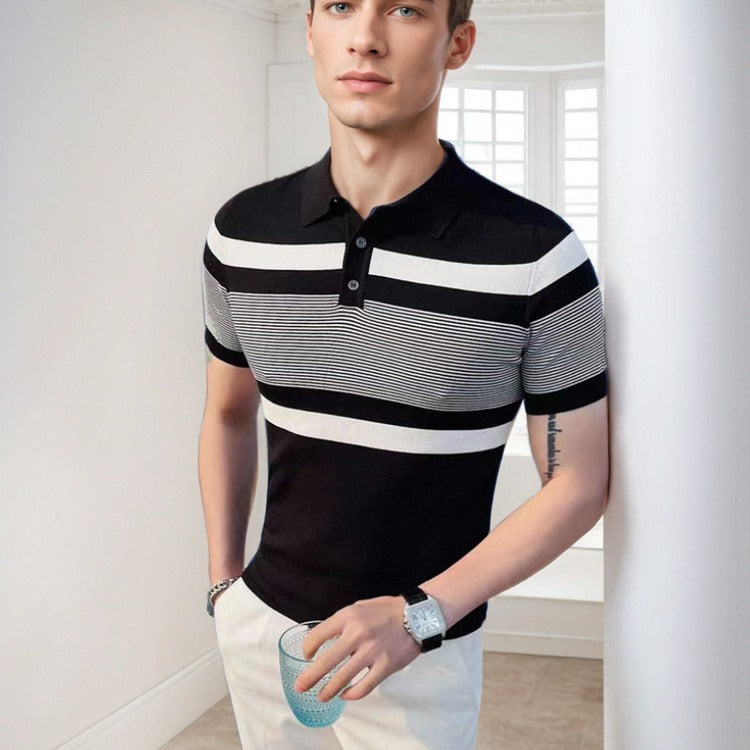 Polo de hombre de manga corta con cuello y parte superior tipo camiseta