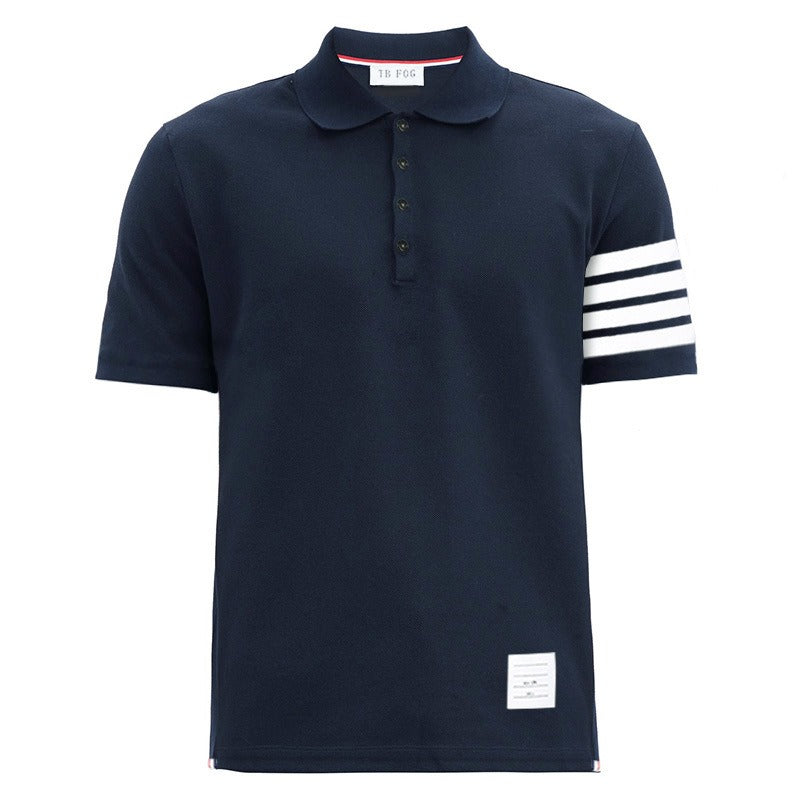 Polo de algodón a rayas, moderna camiseta informal para hombre, con solapa y manga corta.