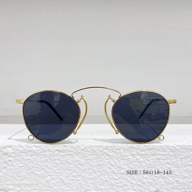 Gafas de sol redondas de metal de diseño, estilo retro para mujer, gafas clásicas de tendencia, de lujo, para conducir