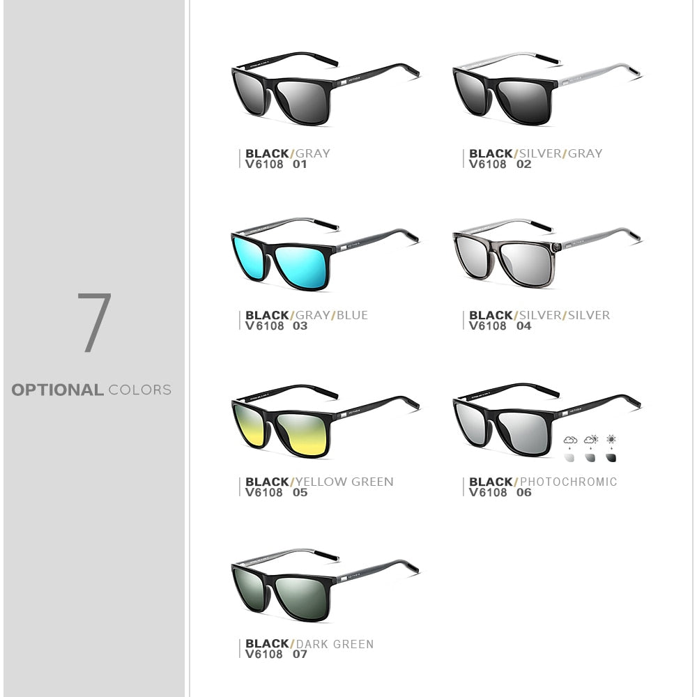 Gafas de sol unisex VEITHDIA de aluminio retro con lentes polarizadas TR90, accesorios vintage para hombre y mujer, 6108