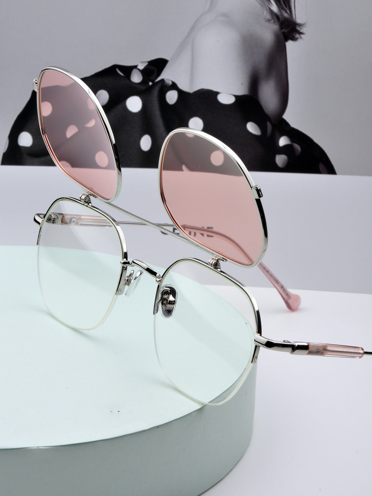 Gafas de sol abatibles con protección solar, gafas de sol polarizadas de media montura para mujer