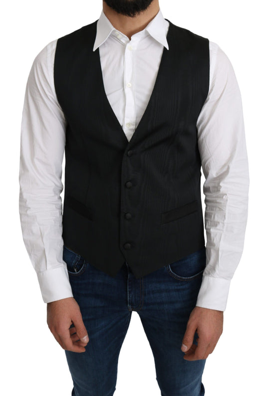 Dolce & Gabbana Gray 100% Silk Formal Coat Vest