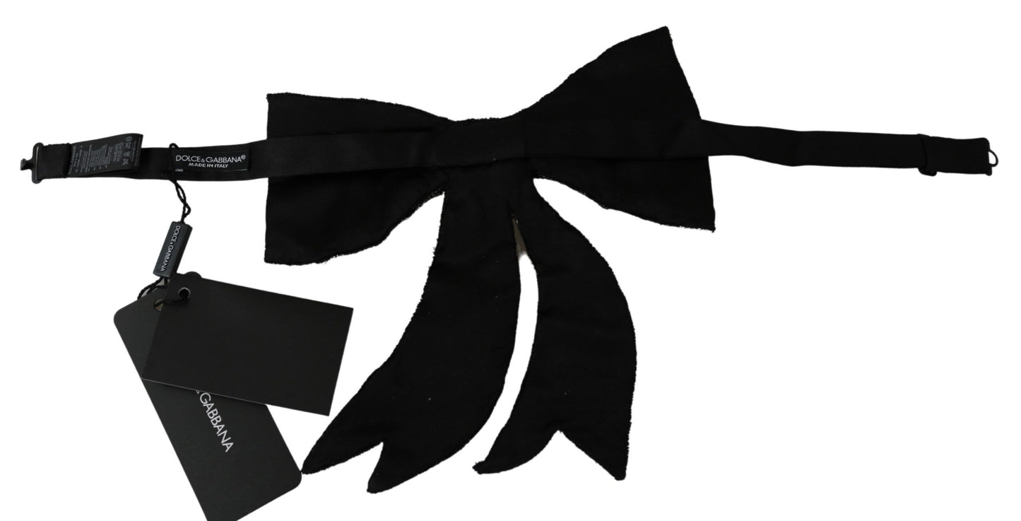 Dolce & Gabbana Silver Tone 100% Silk Crystal Embellished Women Bowtie