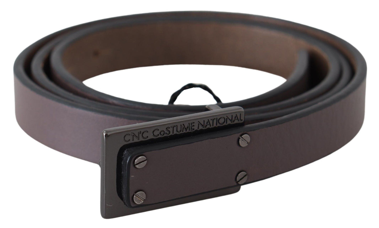 Costume National Brown Leather Tactical Logo Buckle Dark