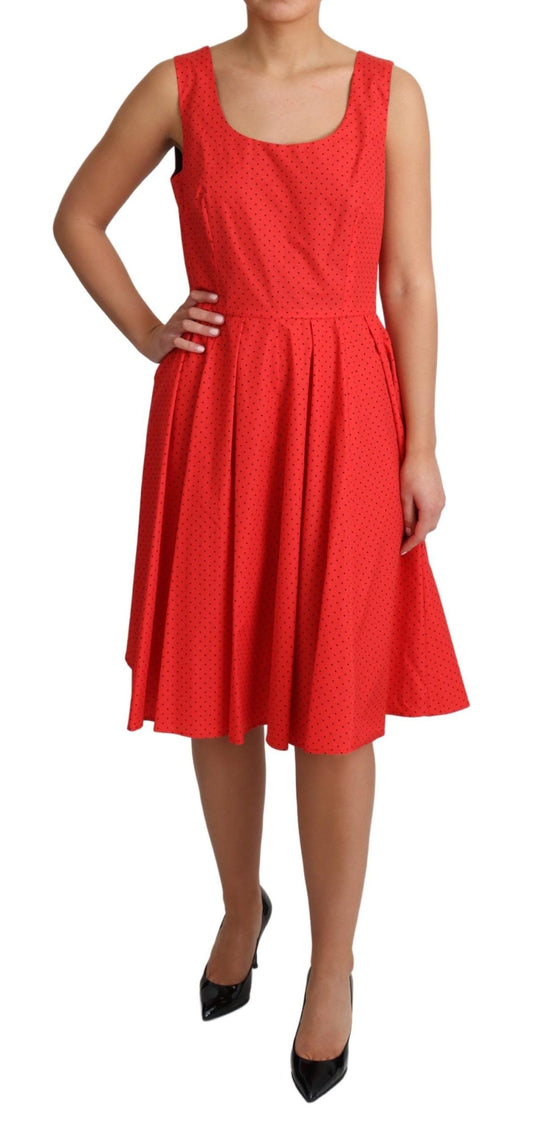 Dolce & Gabbana Red Polka Dotted Cotton A-Line Dress