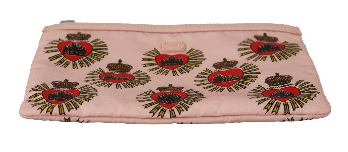 Dolce & Gabbana Clutch Pink D&G Logo Devotion Heart Toiletry Pouch Wallet