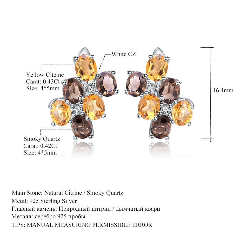 Fashionable natural colored earrings with inlaid yellow crystal gemstones earrings and earrings pendants