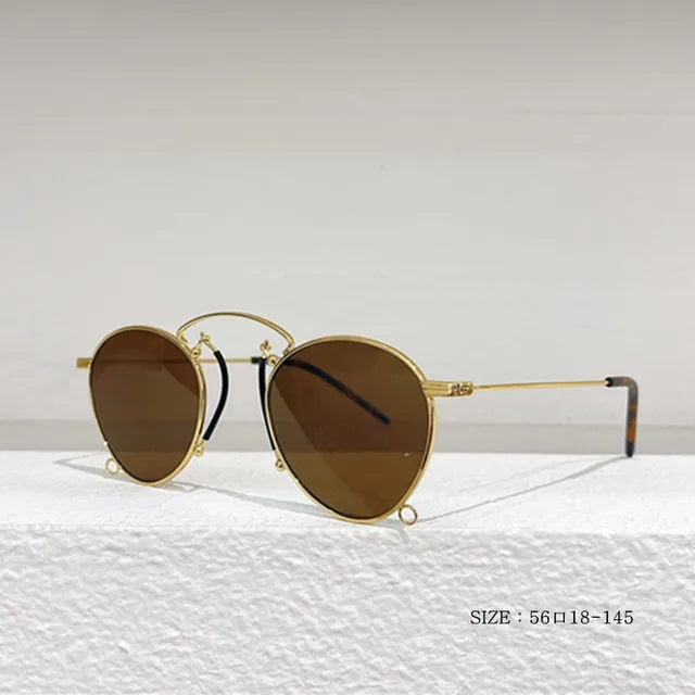Gafas de sol redondas de metal de diseño, estilo retro para mujer, gafas clásicas de tendencia, de lujo, para conducir