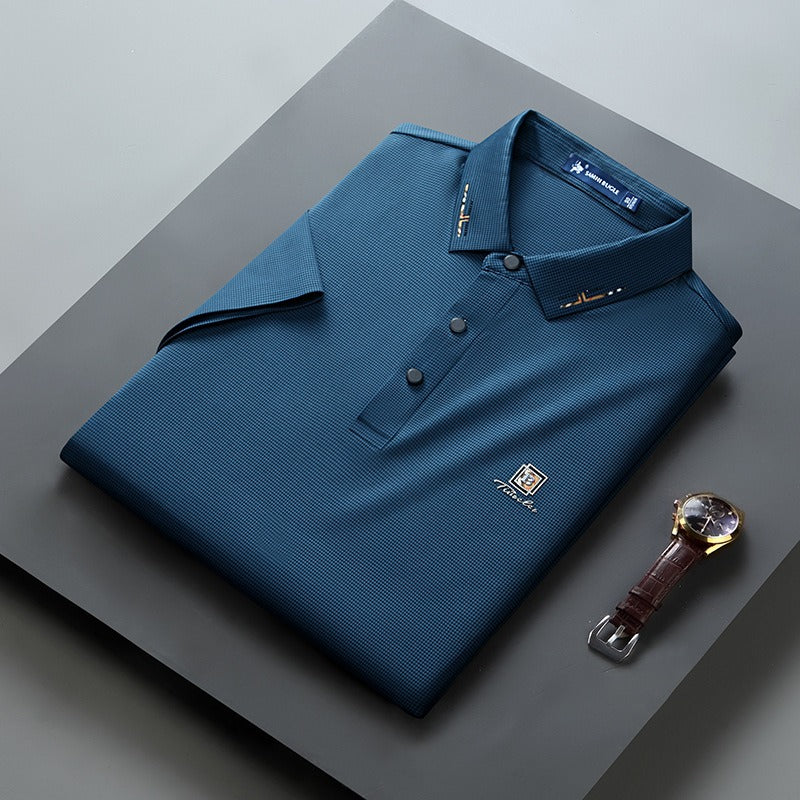Camiseta de manga corta con cuello polo, informal, de verano, para negocios, de media manga