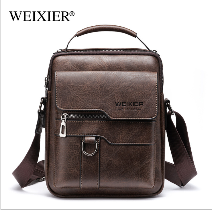 Bolso de hombro informal para hombre, bandolera vintage de alta calidad, de piel sintética