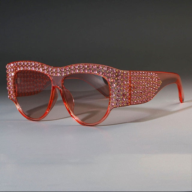 Gafas de sol cuadradas de lujo para mujer, montura extragrande con diamantes de imitación y brillantes.