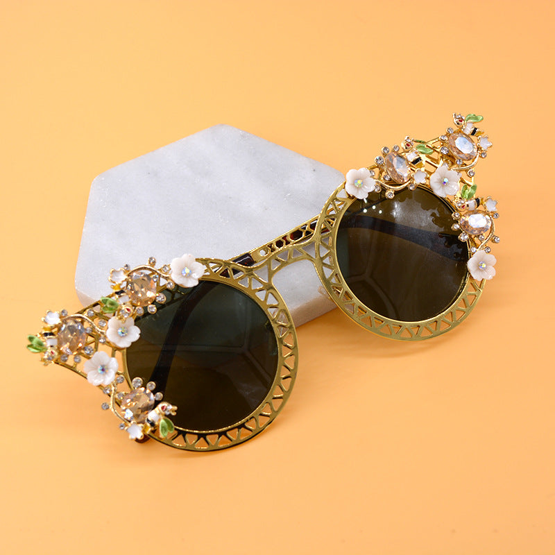 Gafas de sol plegables para mujer, de fotografía callejera con estrellas barrocas