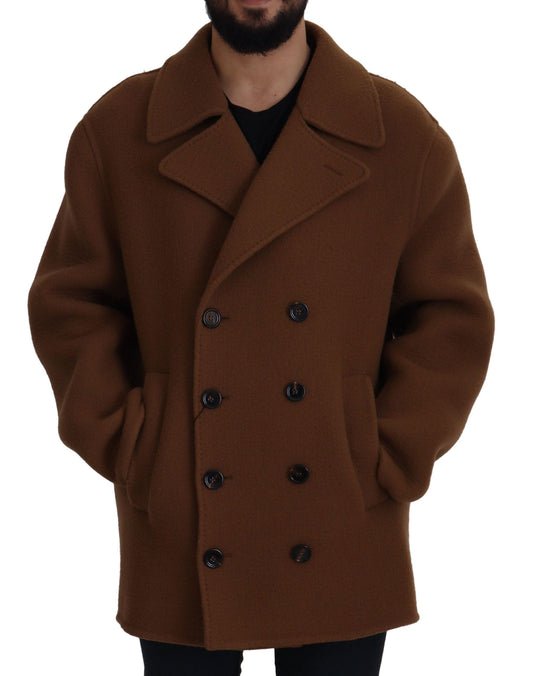 Dolce & Gabbana Brown Nylon Double Breasted Coat Jacket