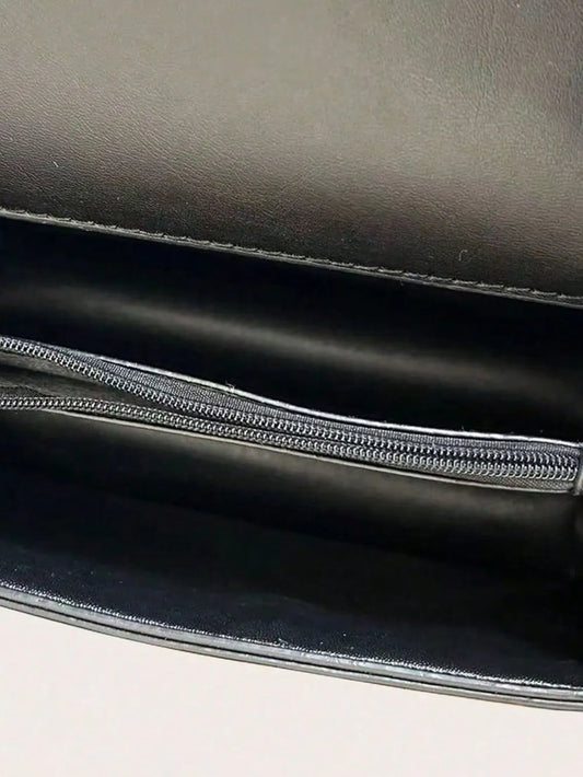 Bolso de mano con cadena de cuero sintético y correa de hombro desmontable