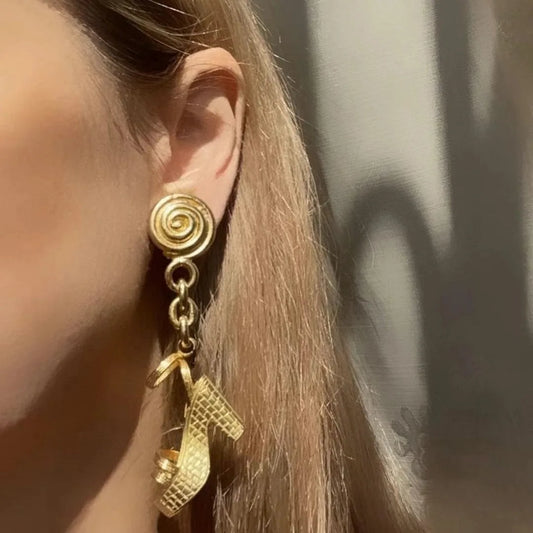3D high-heeled shoe shaped earrings