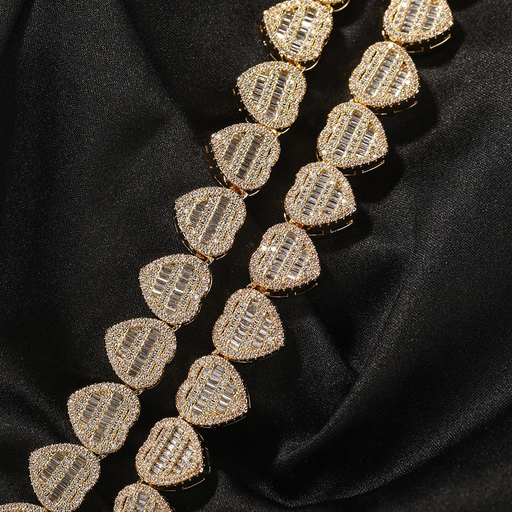 T-shaped Love Necklace Set with Zircon Hip Hop Personalized Fashion, Light Luxury, and Unique Design Necklace