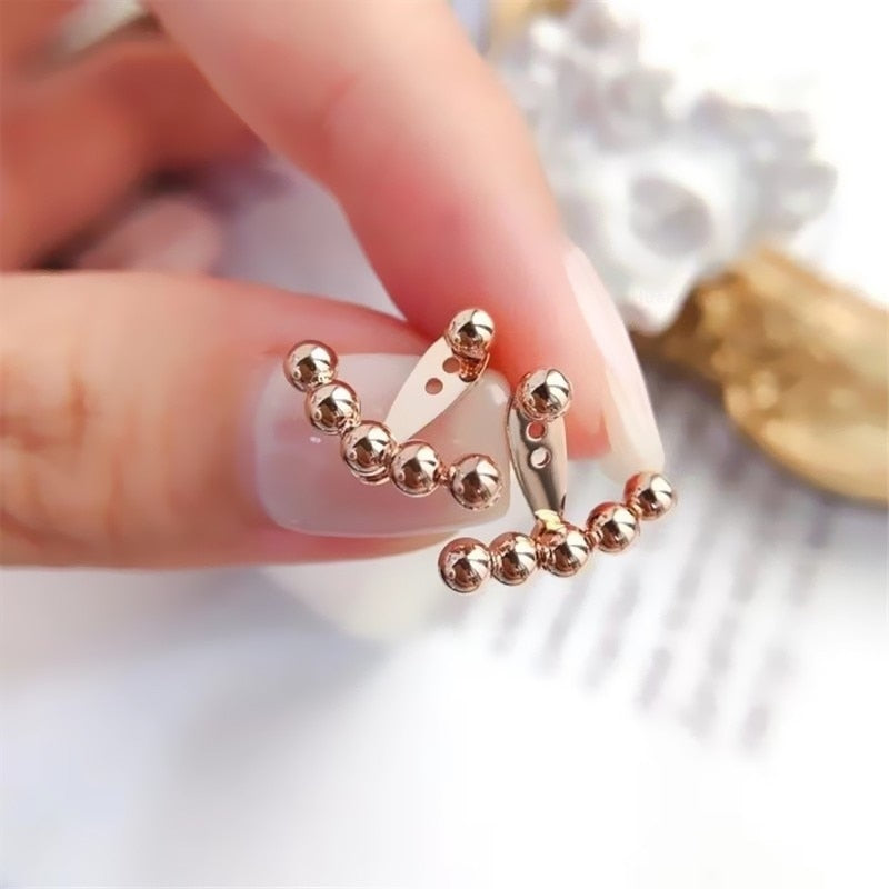 MIQIAO Real 18K Gold Stud Earrings Simple Smile Design Pure Solid AU750 Gold Ball Earrings Fine Jewelry Gifts for Women EA005
