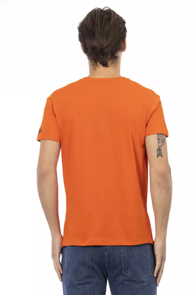 Trussardi Action Orange Cotton Men V-Neck T-Shirt