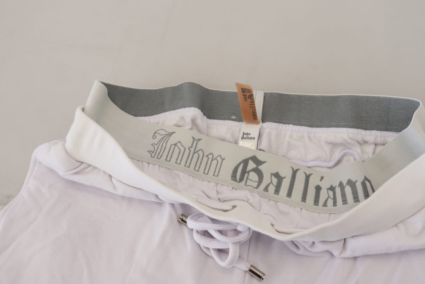 John Galliano White Cotton Logo Mens Jogger Pants