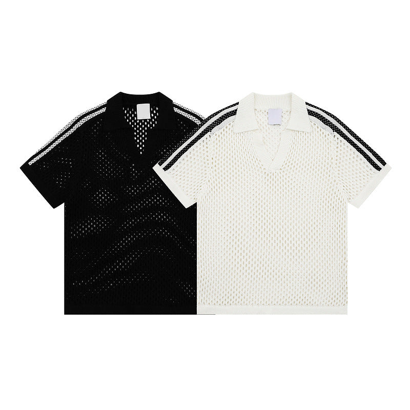 Camiseta de manga corta para hombre, holgada, informal, con cuello polo y media manga