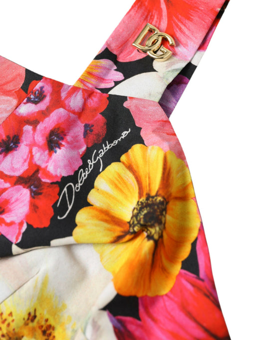 Dolce & Gabbana Multicolor Floral Sleeveless Bustier Crop Top