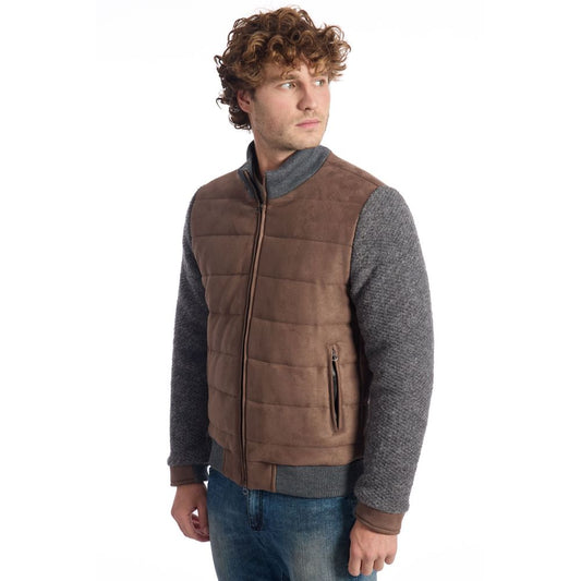 Roberto Pepe Luxury Brown Wool Men's Quilted Jacket