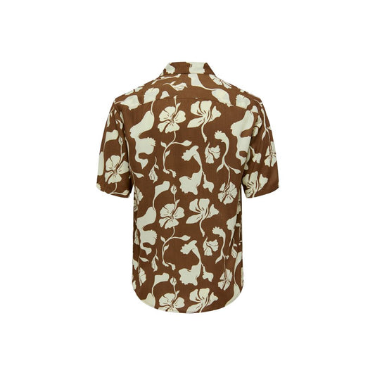 Only & Sons Brown Viscose Shortsleeve