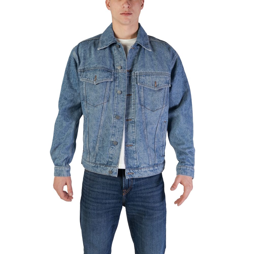 Hugo Boss Light Blue Cotton Jackets & Coat