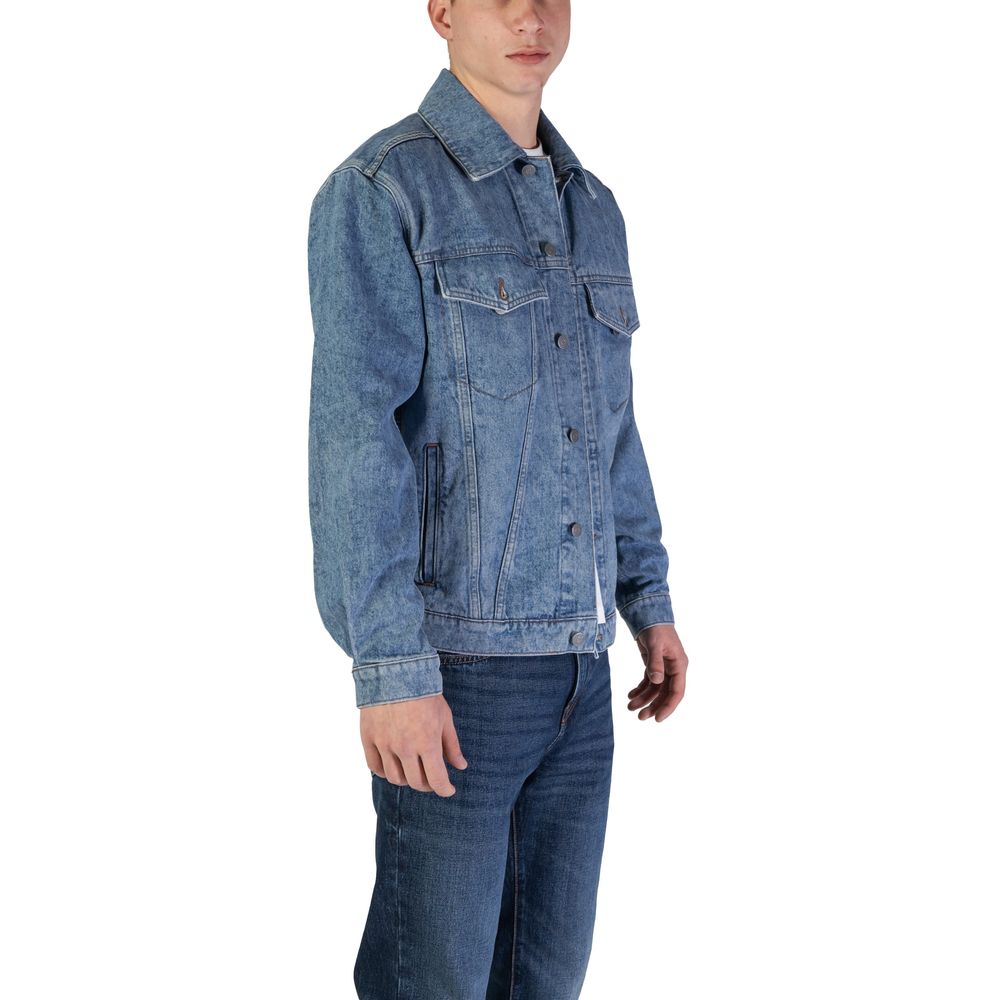 Hugo Boss Light Blue Cotton Jackets & Coat