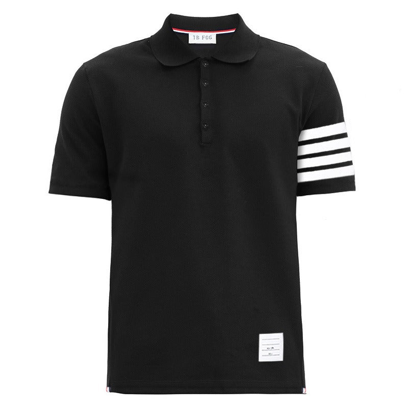 Polo de algodón a rayas, moderna camiseta informal para hombre, con solapa y manga corta.