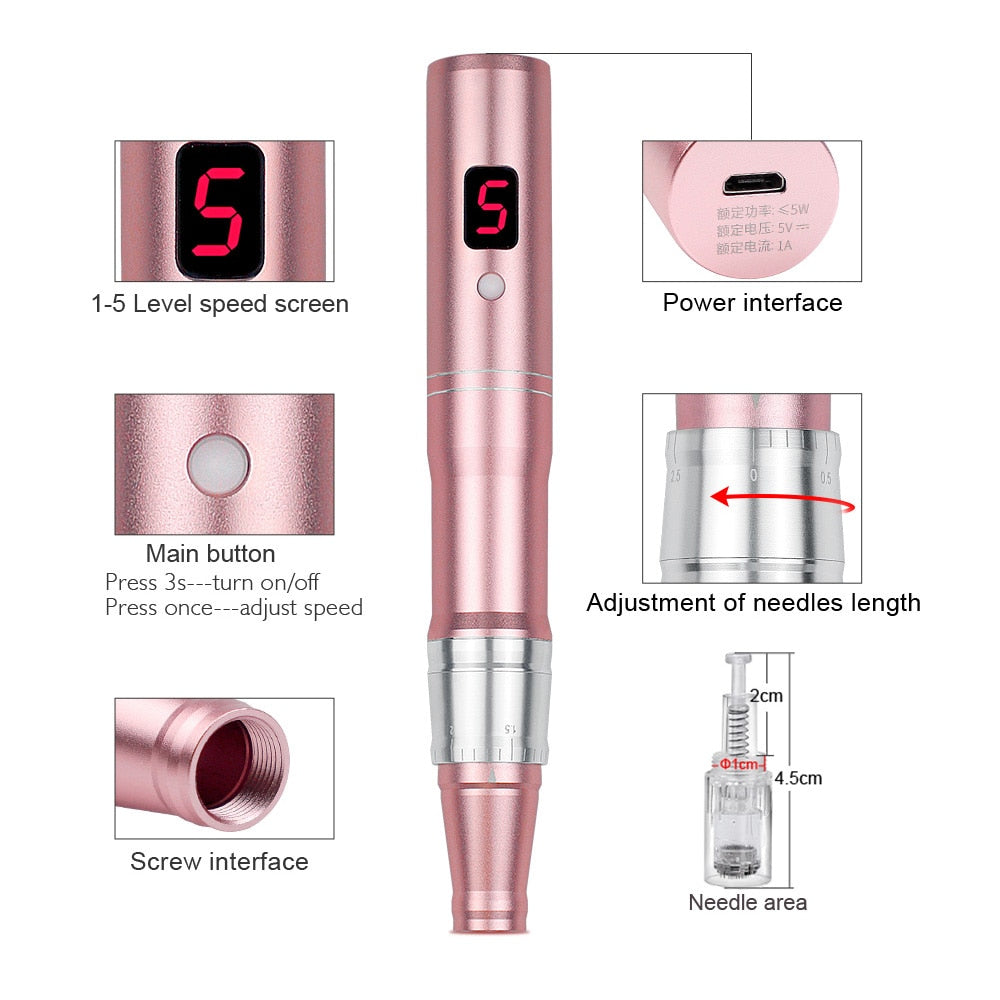 Máquina profesional de microagujas con cartucho, inalámbrica, para Derma MTS Pen, kit de belleza para el cuidado de la piel.