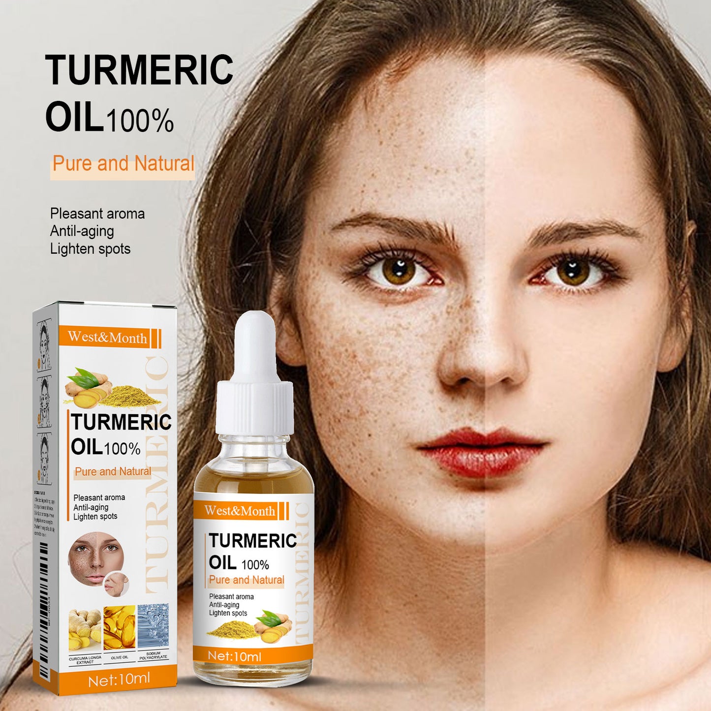 Aceite esencial de cúrcuma Reafirmante de la piel Cuidado de la piel Cuidado suave Aceite esencial facial hidratante