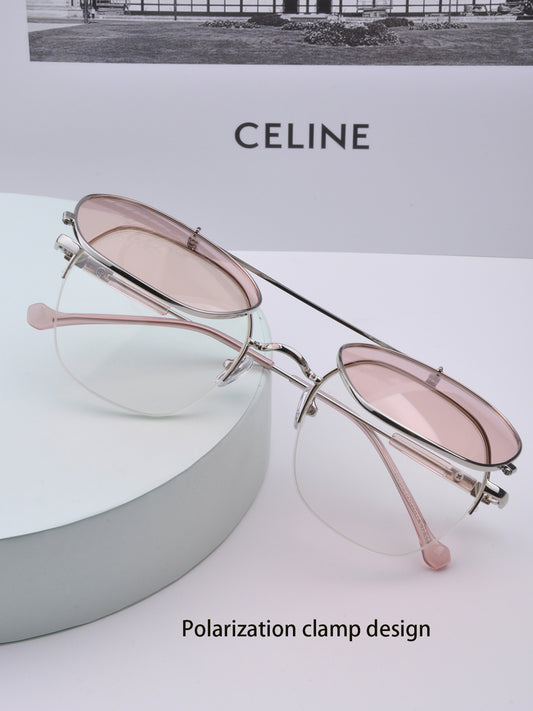 Gafas de sol abatibles con protección solar, gafas de sol polarizadas de media montura para mujer