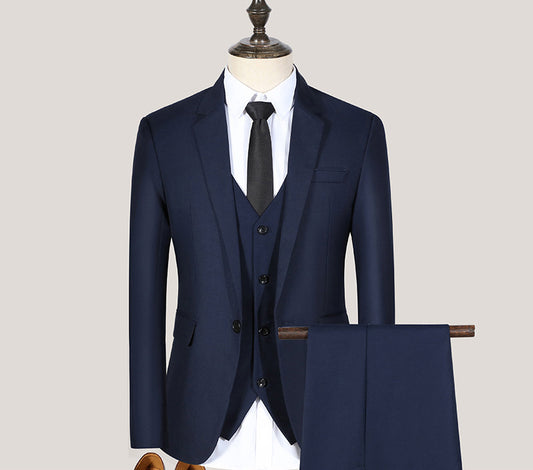 Conjunto de traje juvenil de corte entallado de primavera y otoño para hombre, conjunto de tres piezas para boda, traje de padrino de boda