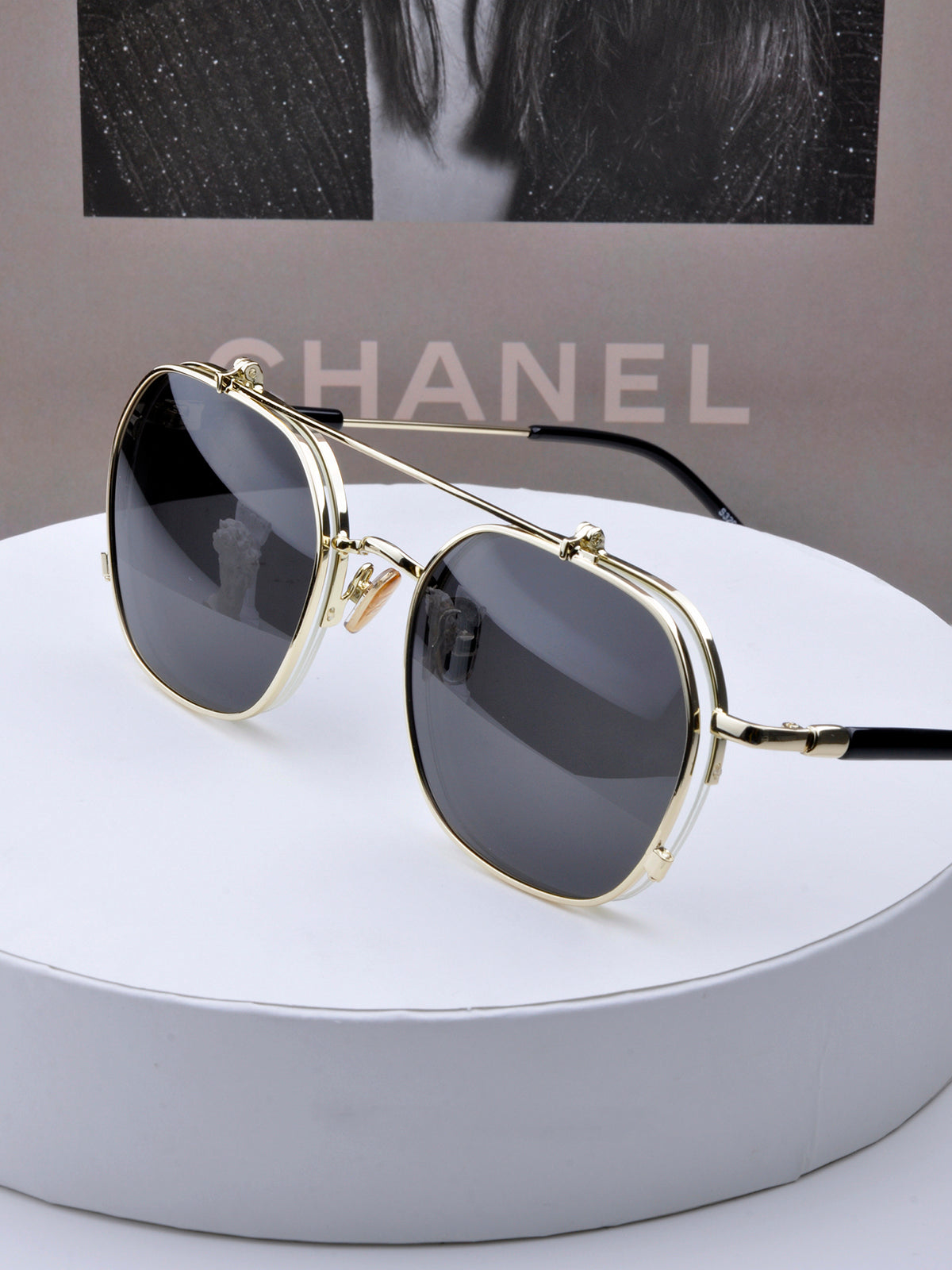 Gafas de sol abatibles con protección solar, gafas de sol polarizadas de media montura para mujer