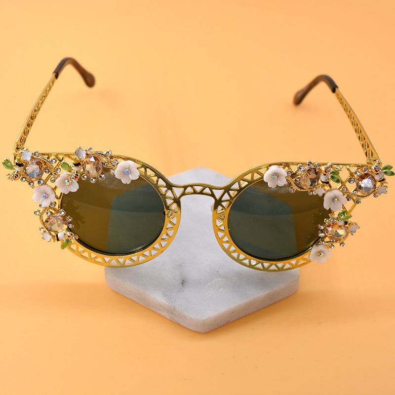 Gafas de sol plegables para mujer, de fotografía callejera con estrellas barrocas
