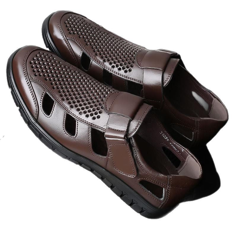 Men's leather sandals summer breathable leather shoes