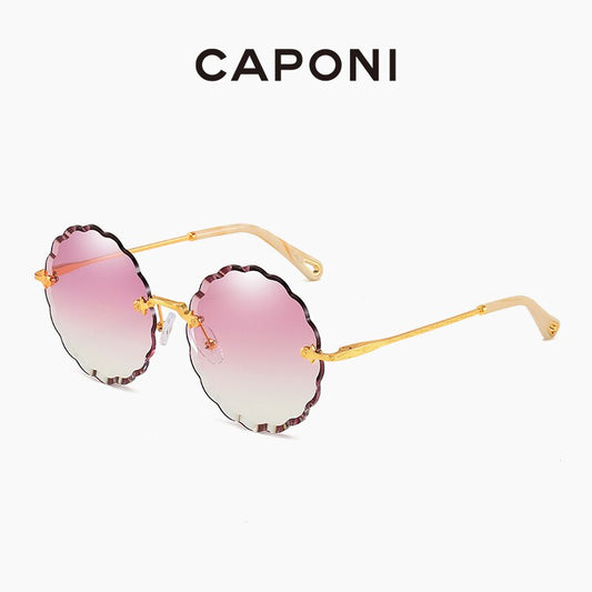 Gafas de sol sin montura para mujer, con forma de flor Rosie, redondas, con degradado, de moda, de diseñador vintage.