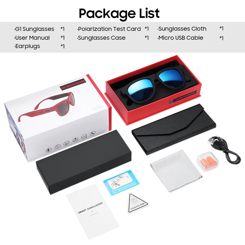 Gafas de sol VIVIBEE de conducción ósea con música Zungle 2019, inteligentes con Bluetooth para hombre y mujer, con audio polarizado