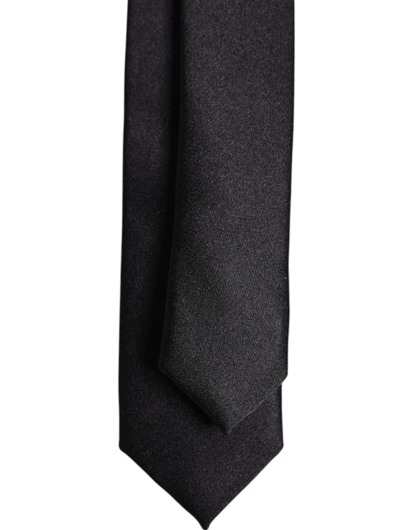 Dolce & Gabbana Black Solid Silk Adjustable Necktie Tie