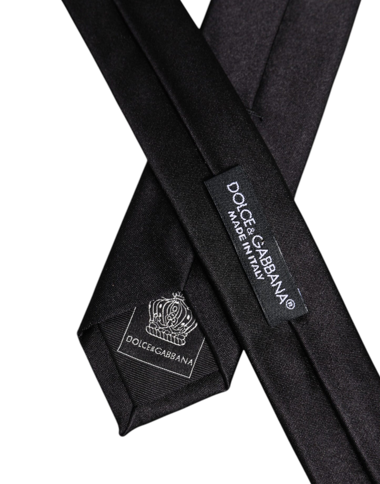 Dolce & Gabbana Black Solid Silk Adjustable Necktie Tie