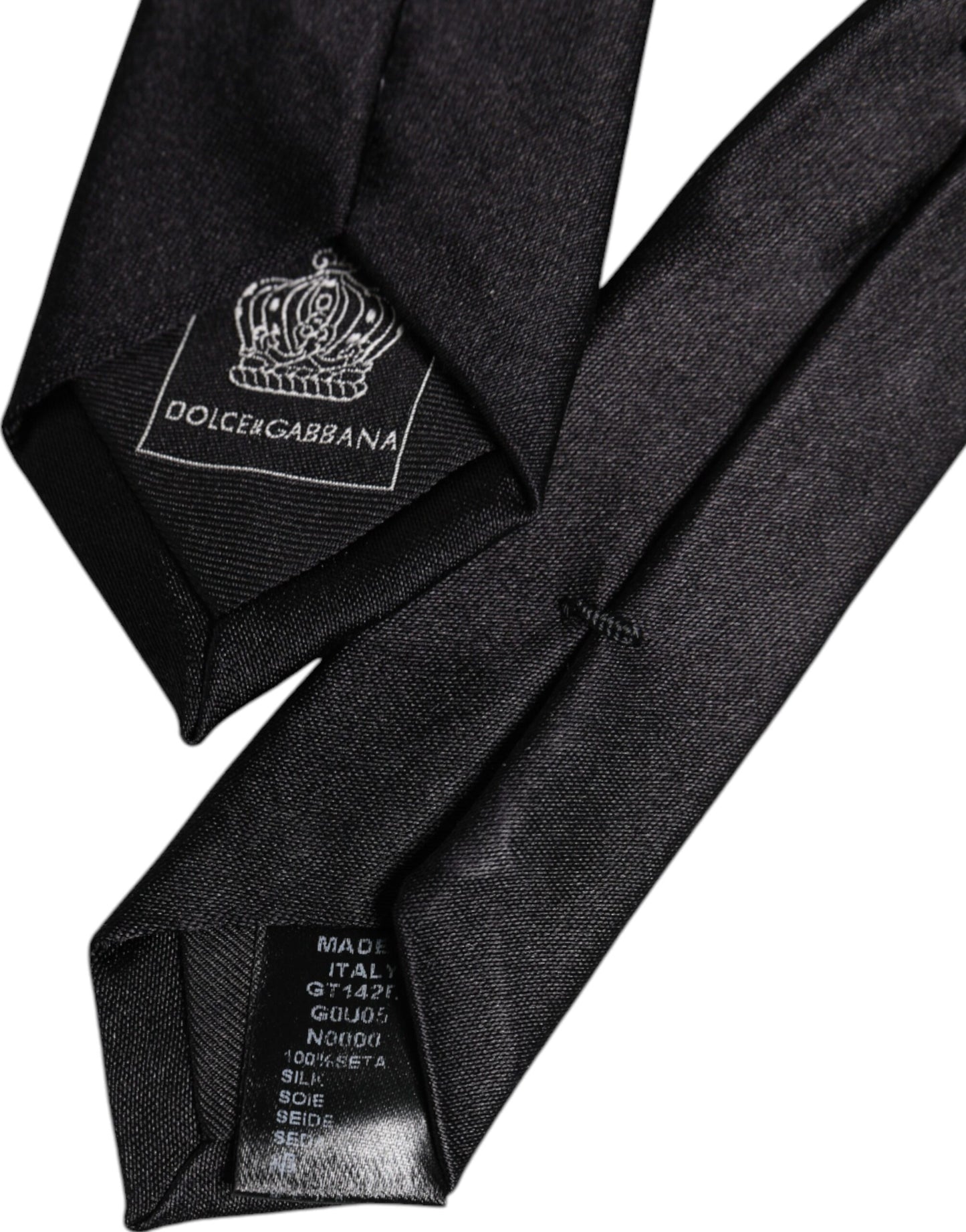 Dolce & Gabbana Black Solid Silk Adjustable Necktie Tie