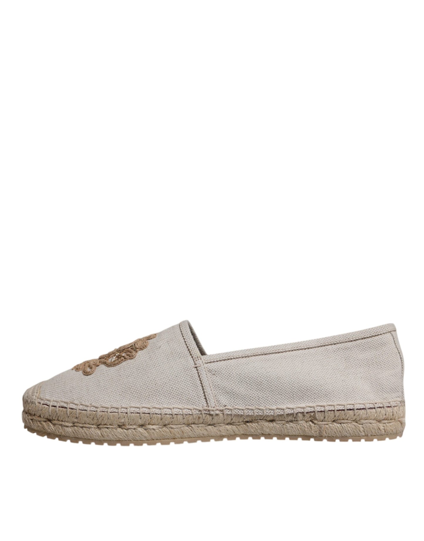 Dolce & Gabbana Beige Canvas Embroidered Slip On Espadrilles Shoes