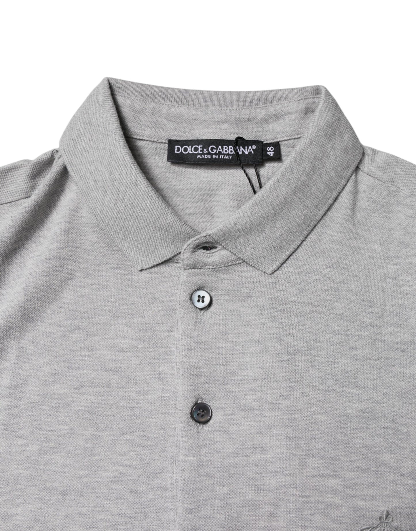 Dolce & Gabbana Gray Crown Cotton Men Polo Shirt T-shirt