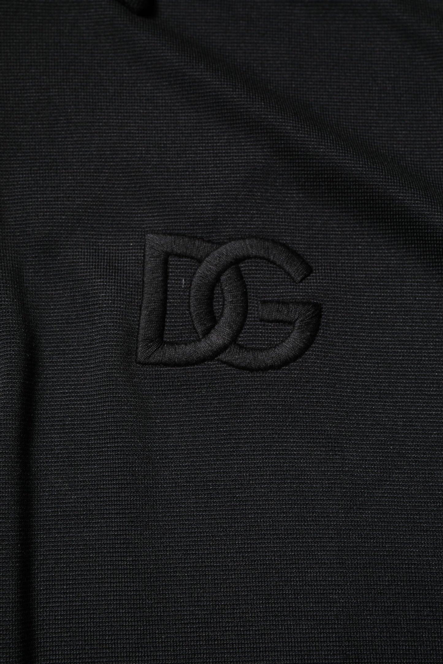 Dolce & Gabbana Black Polyester DG Logo Collared Polo T-shirt