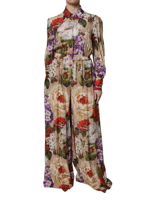 Dolce & Gabbana Multicolor Floral Wide Leg Jumpsuit Dress