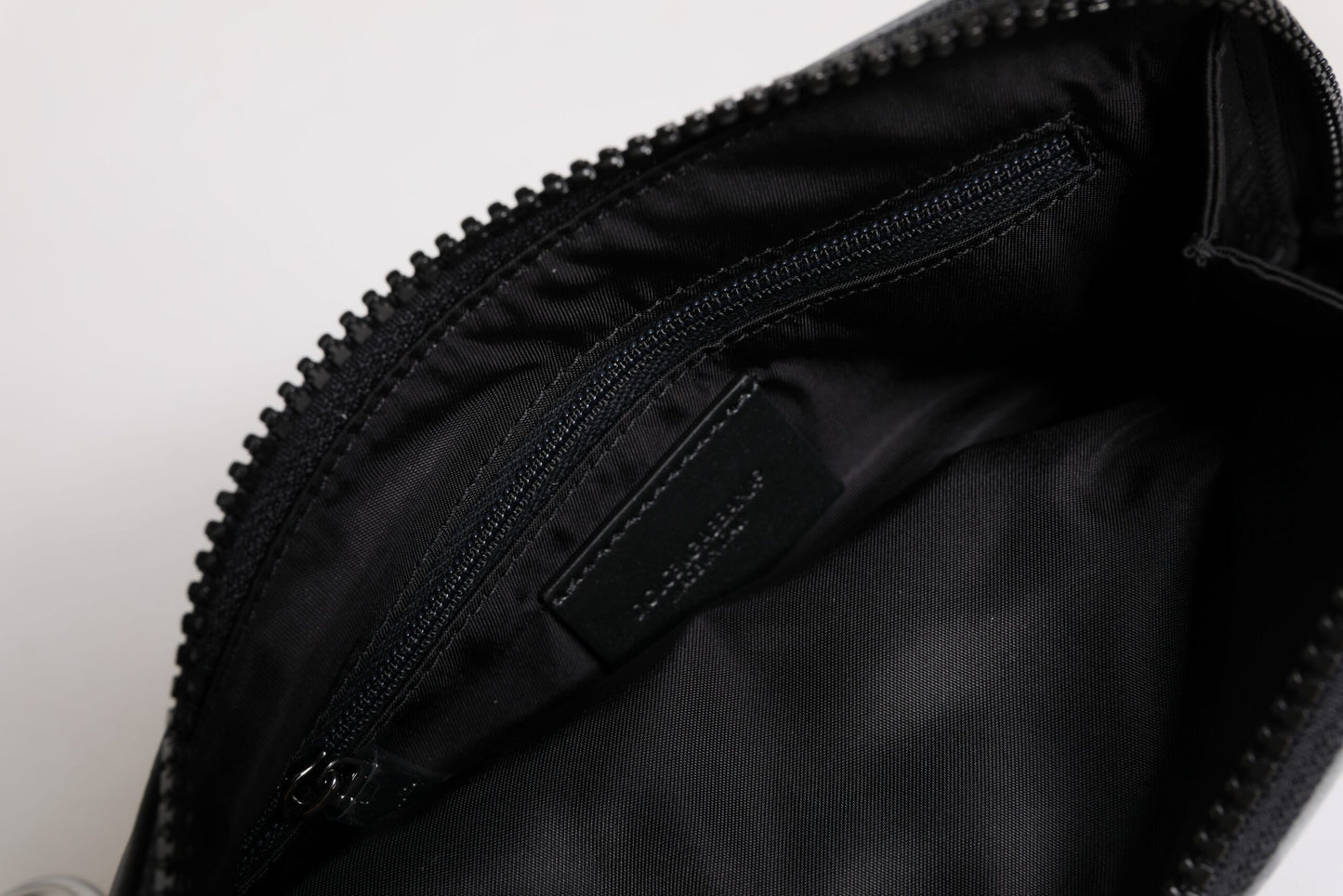 Dolce & Gabbana Black Gray Camouflage Logo Plaque Keyring Pouch Bag