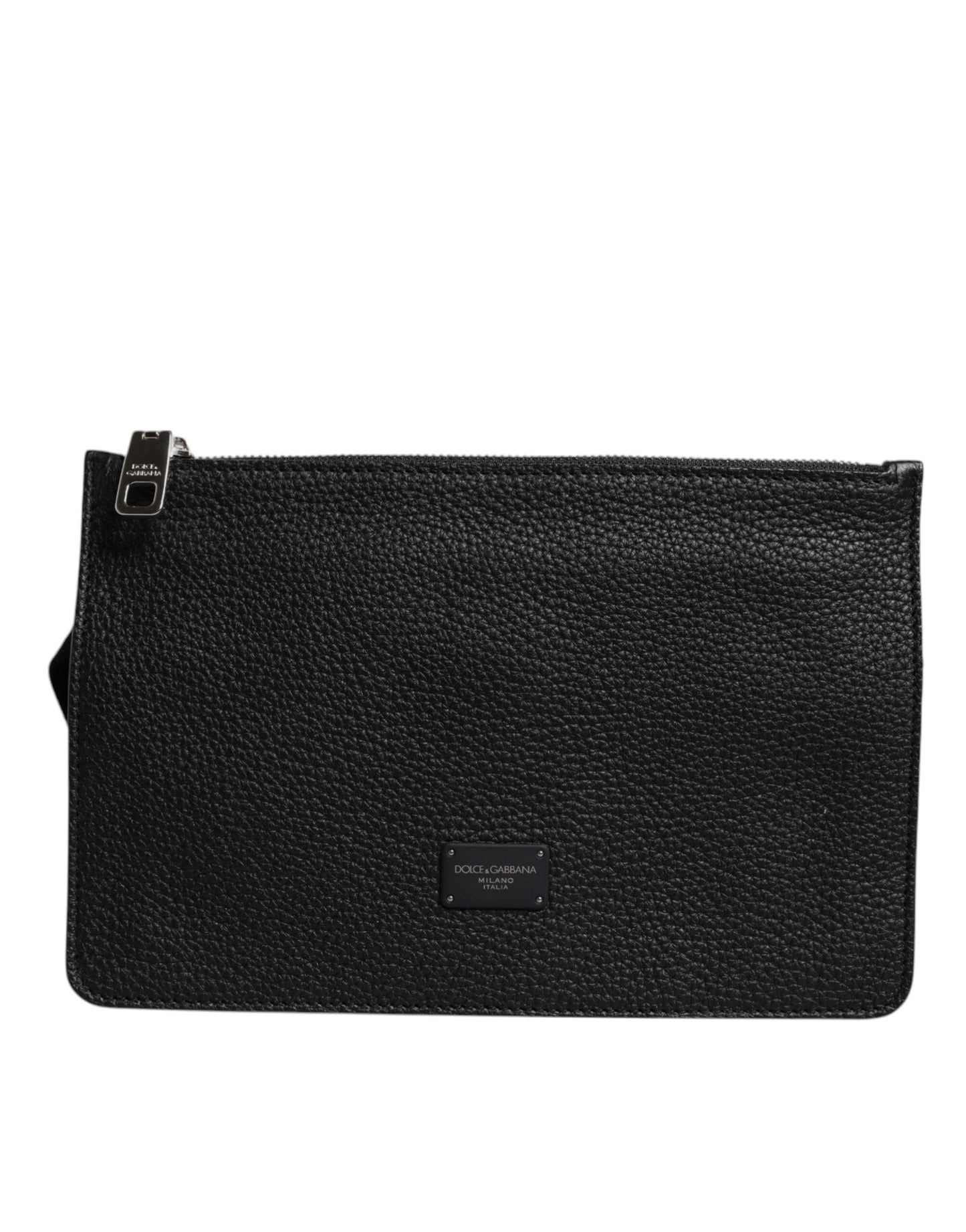 Dolce & Gabbana Black Leather Logo Plaque Purse Fanny Pack Bag