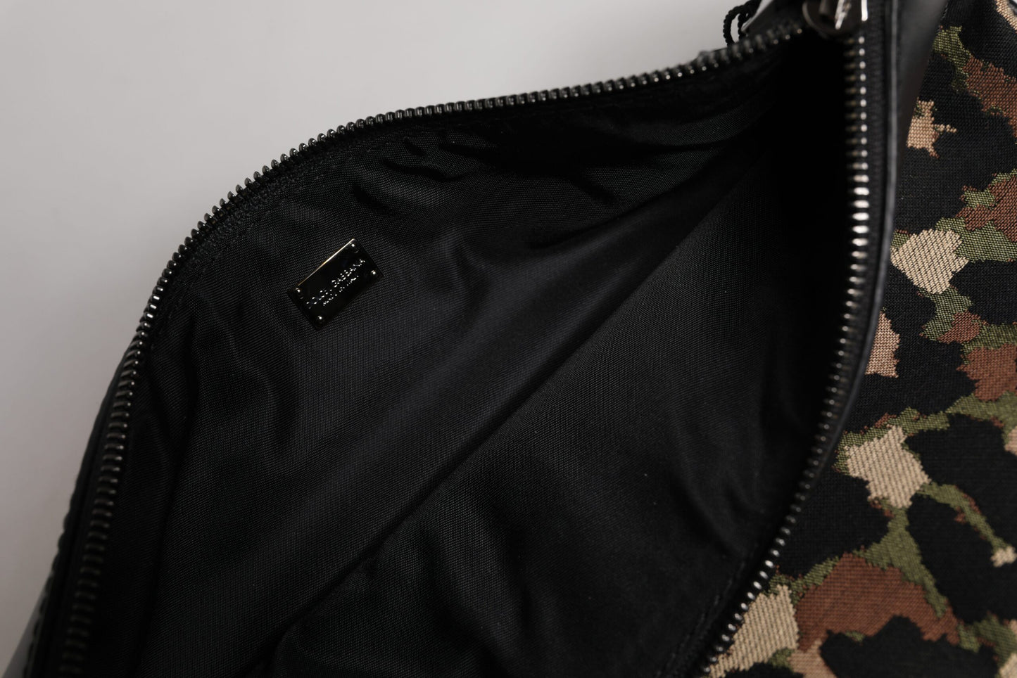 Dolce & Gabbana Multicolor Leopard Jacquard Print Logo Plaque Pouch Bag