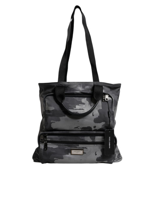 Dolce & Gabbana Black Camouflage Shoulder Strap Logo Plaque Bag
